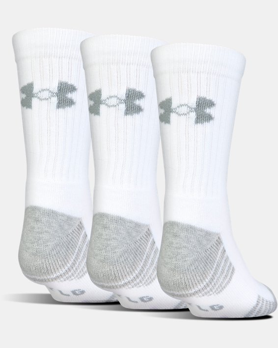 Unisex HeatGear® Tech Crew Socks - 3-Pack, White, pdpMainDesktop image number 1
